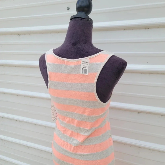 NWT Almost Famous Neon Orange Gray Stiped Chevron Tank Maxi Dress Linen sz M - Picture 11 of 12